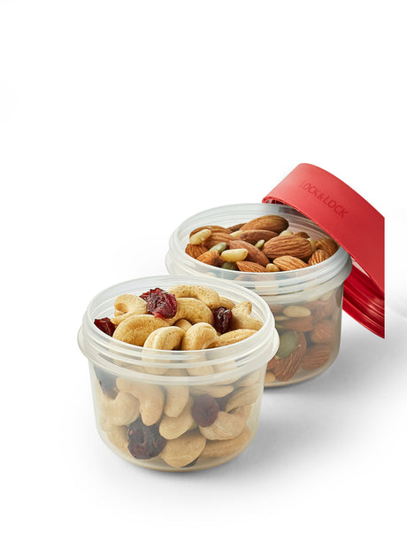 LocknLock 2-Way Containers, 150ml & 150ml - Red