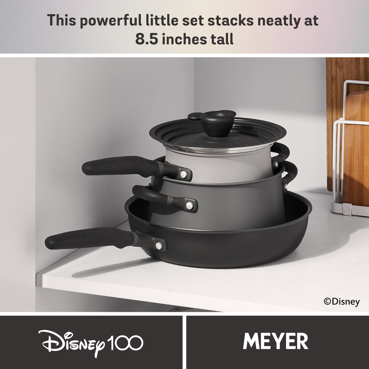 Meyer Disney Stackable 4 Piece Non Stick Pan Set - Disney 100 Steamboat Willie Limited Edition