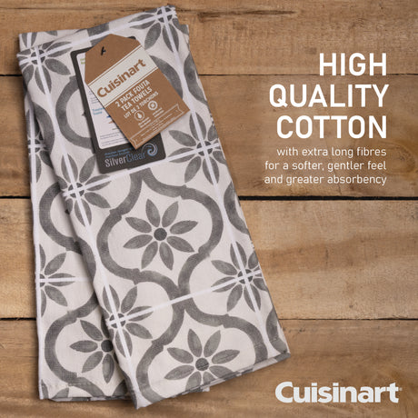 Cuisinart Fouta Tea Towels, 2 Piece Set, Grey Tile