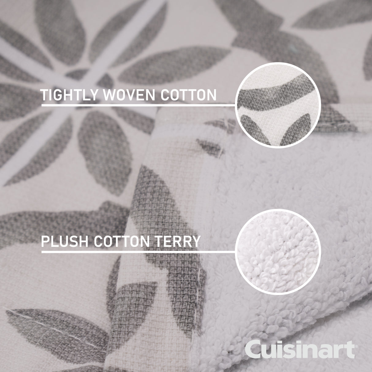 Cuisinart Fouta Tea Towels, 2 Piece Set, Grey Tile