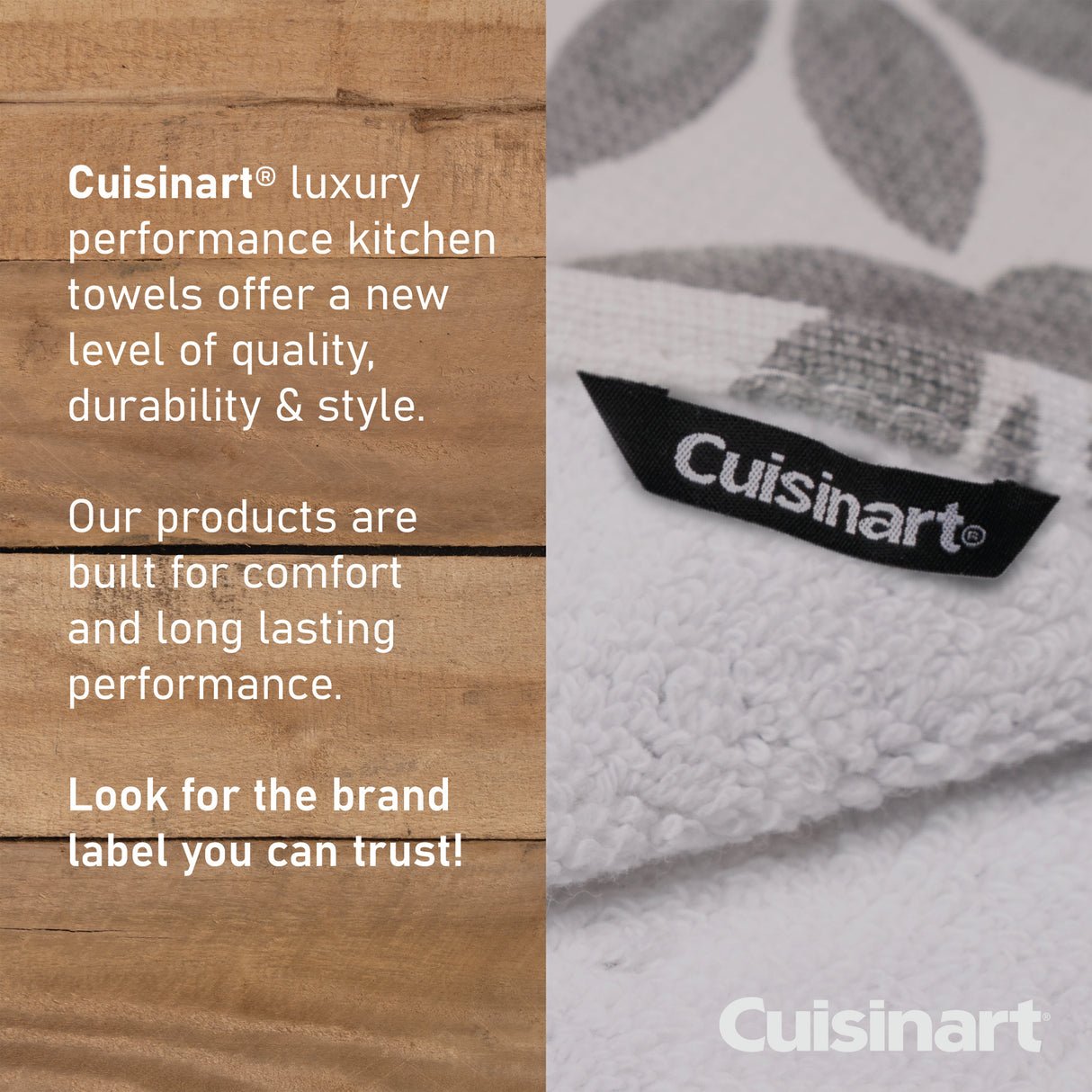 Cuisinart Fouta Tea Towels, 2 Piece Set, Grey Tile