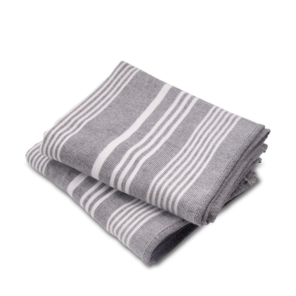 Cuisinart Fouta Tea Towels, 2 Piece Set, Grey Stripes