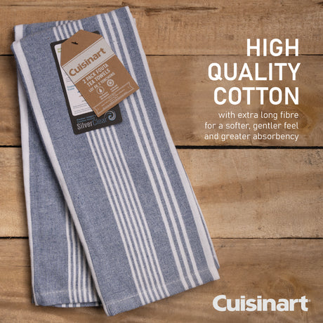 Cuisinart Fouta Tea Towels, 2 Piece Set, Blue Stripes