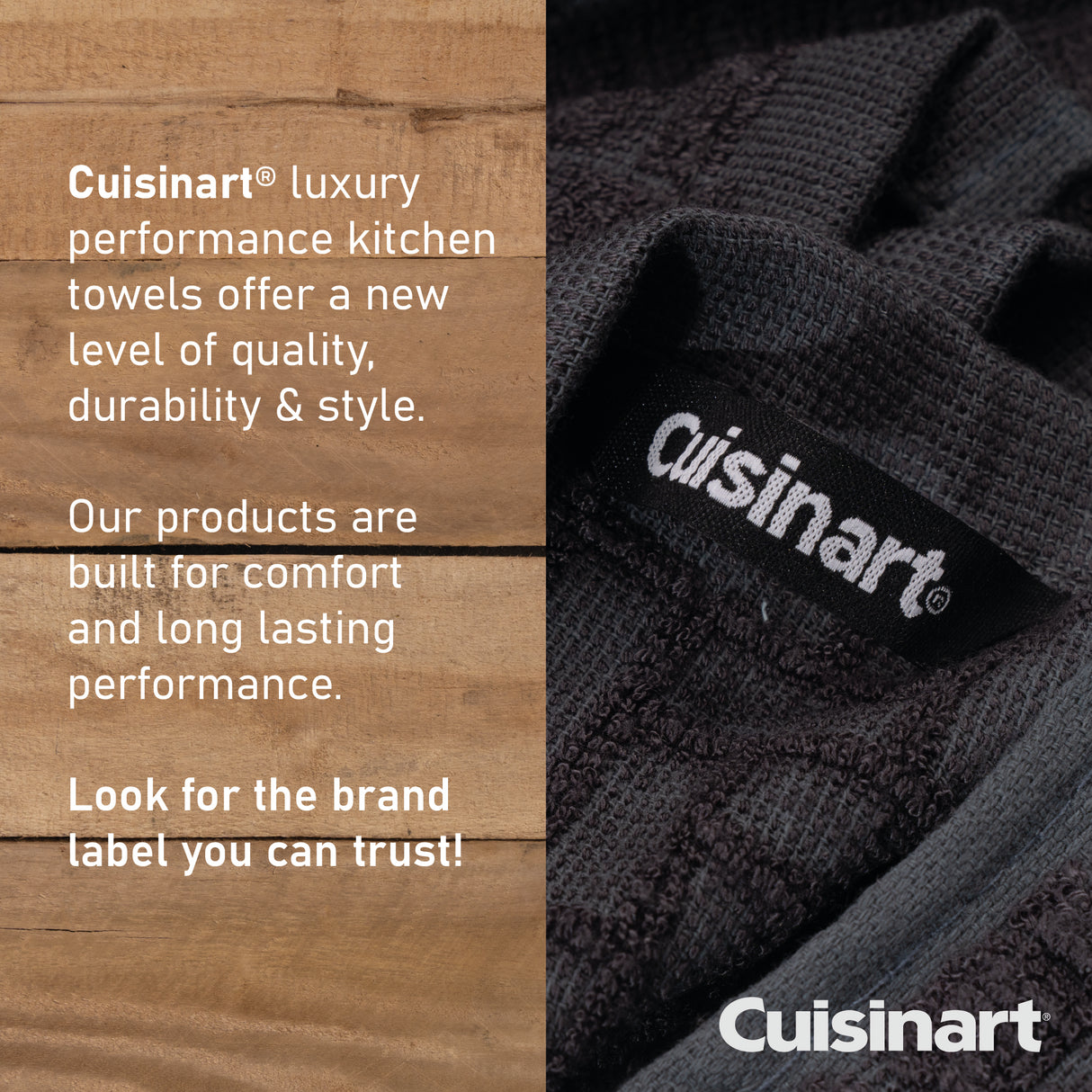 Cuisinart Bamboo Tea Towel, 2 Piece Set, Charcoal