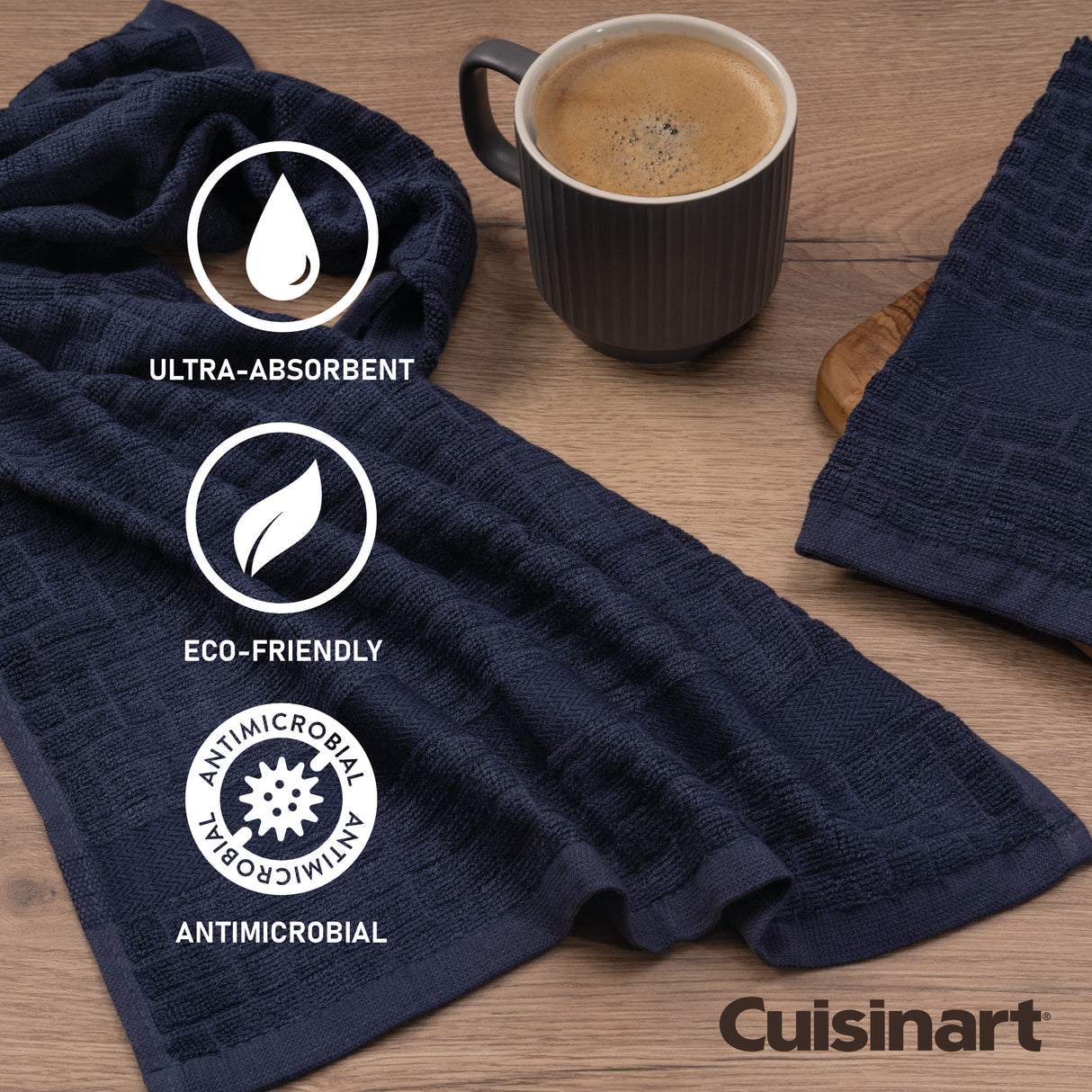 Cuisinart Bamboo Tea Towel, 2 Piece Set, Blue