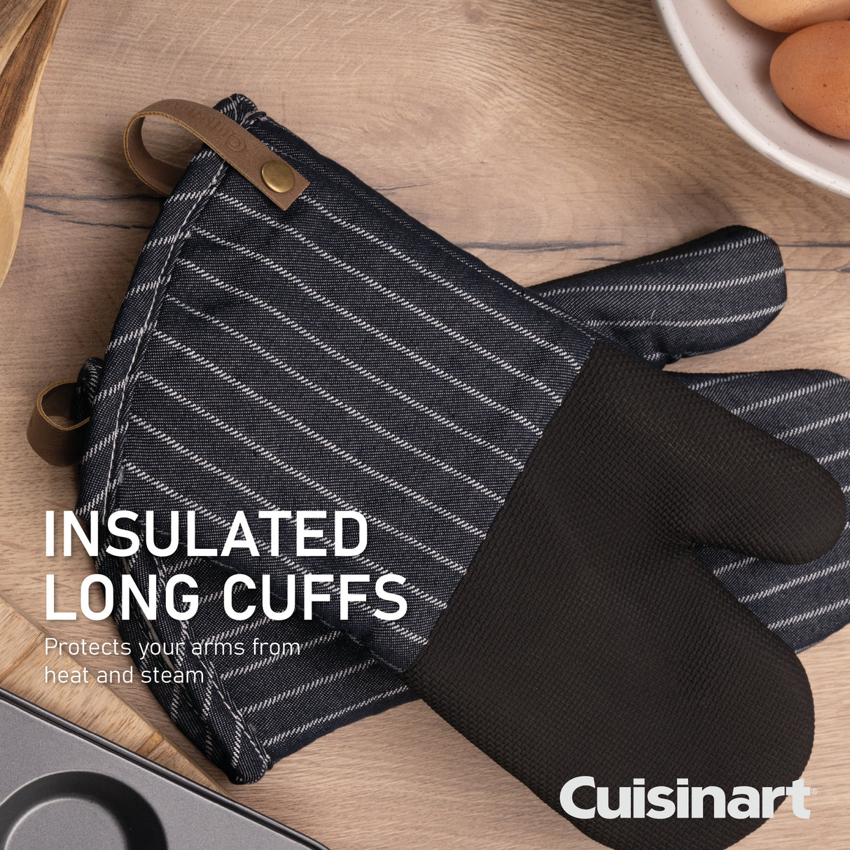 Cuisinart Neoprene Oven Mitt, 2 Piece - Denim Pin Stripe