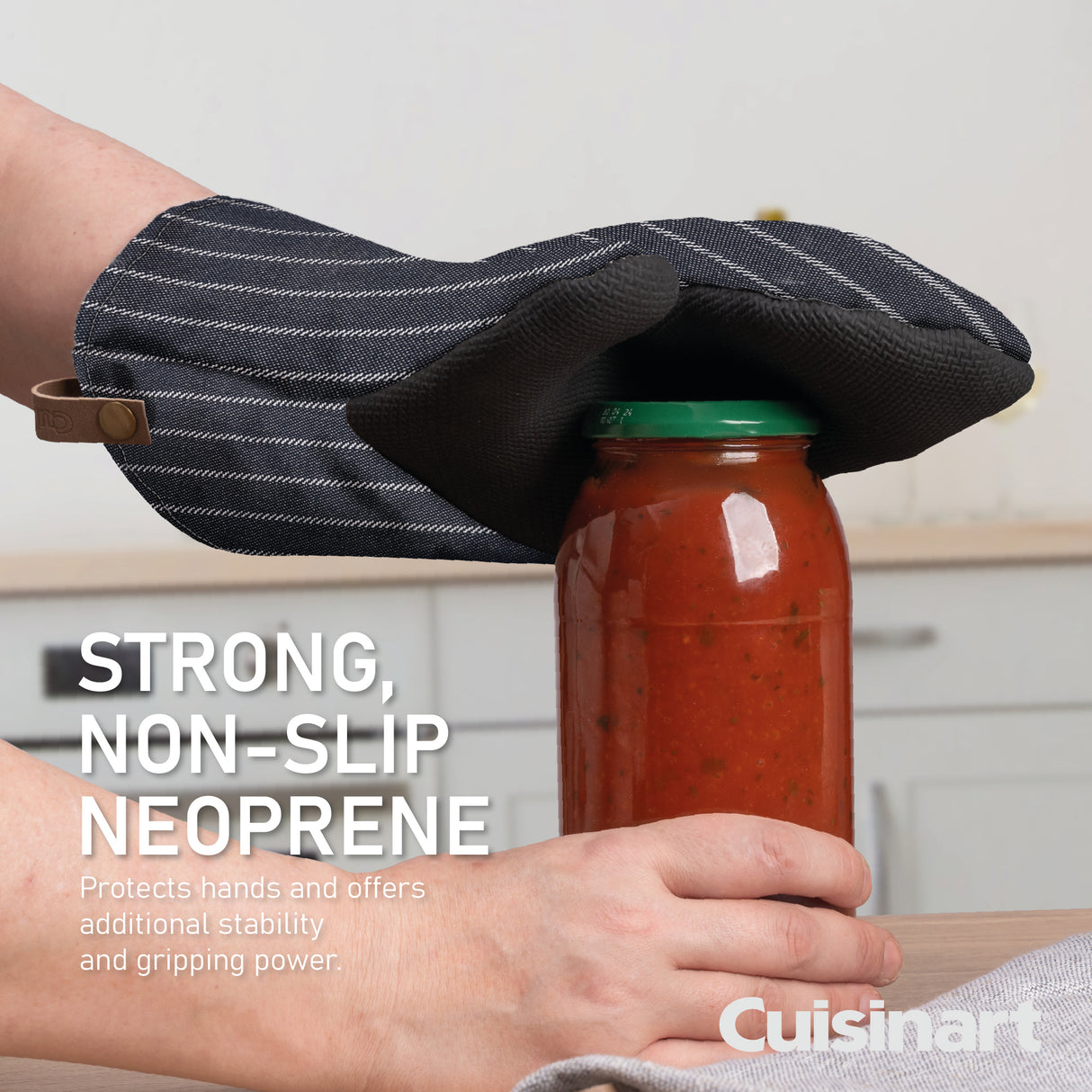Cuisinart Neoprene Oven Mitt, 2 Piece - Denim Pin Stripe