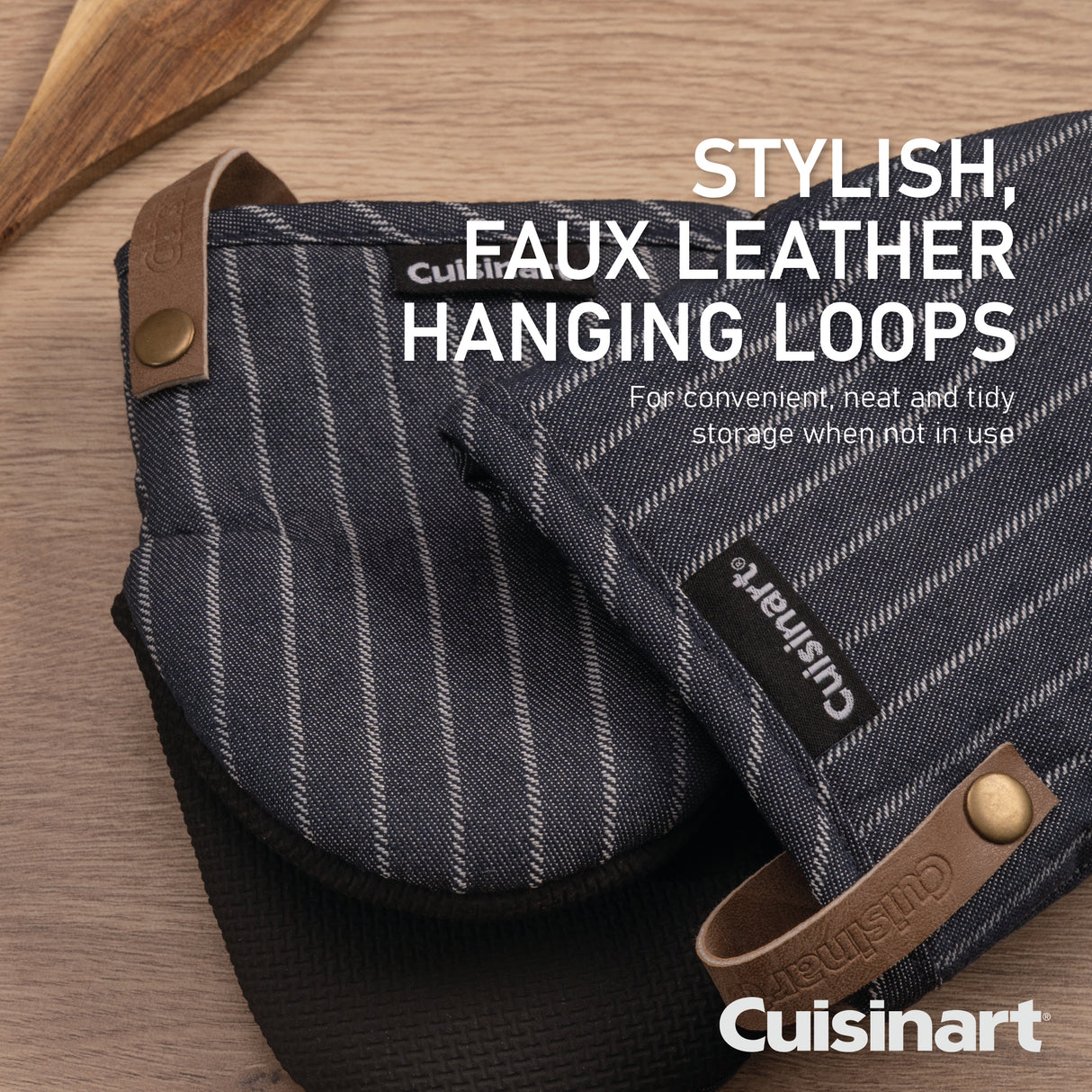 Cuisinart Neoprene Mini Mitt, 2 Piece - Denim Pin Stripe