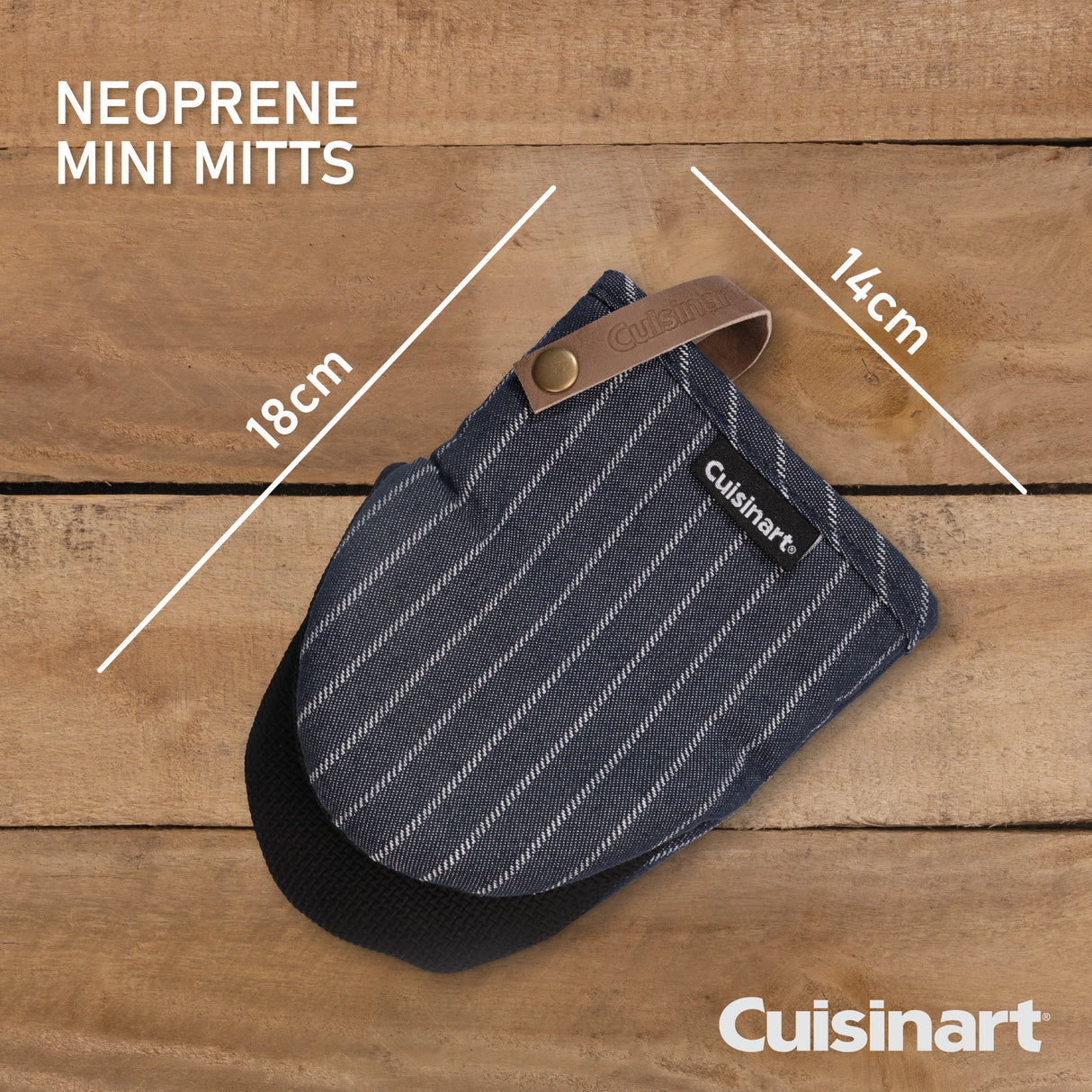 Cuisinart Neoprene Mini Mitt, 2 Piece - Denim Pin Stripe