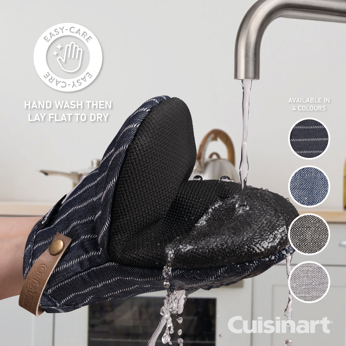 Cuisinart Neoprene Mini Mitt, 2 Piece - Denim Pin Stripe