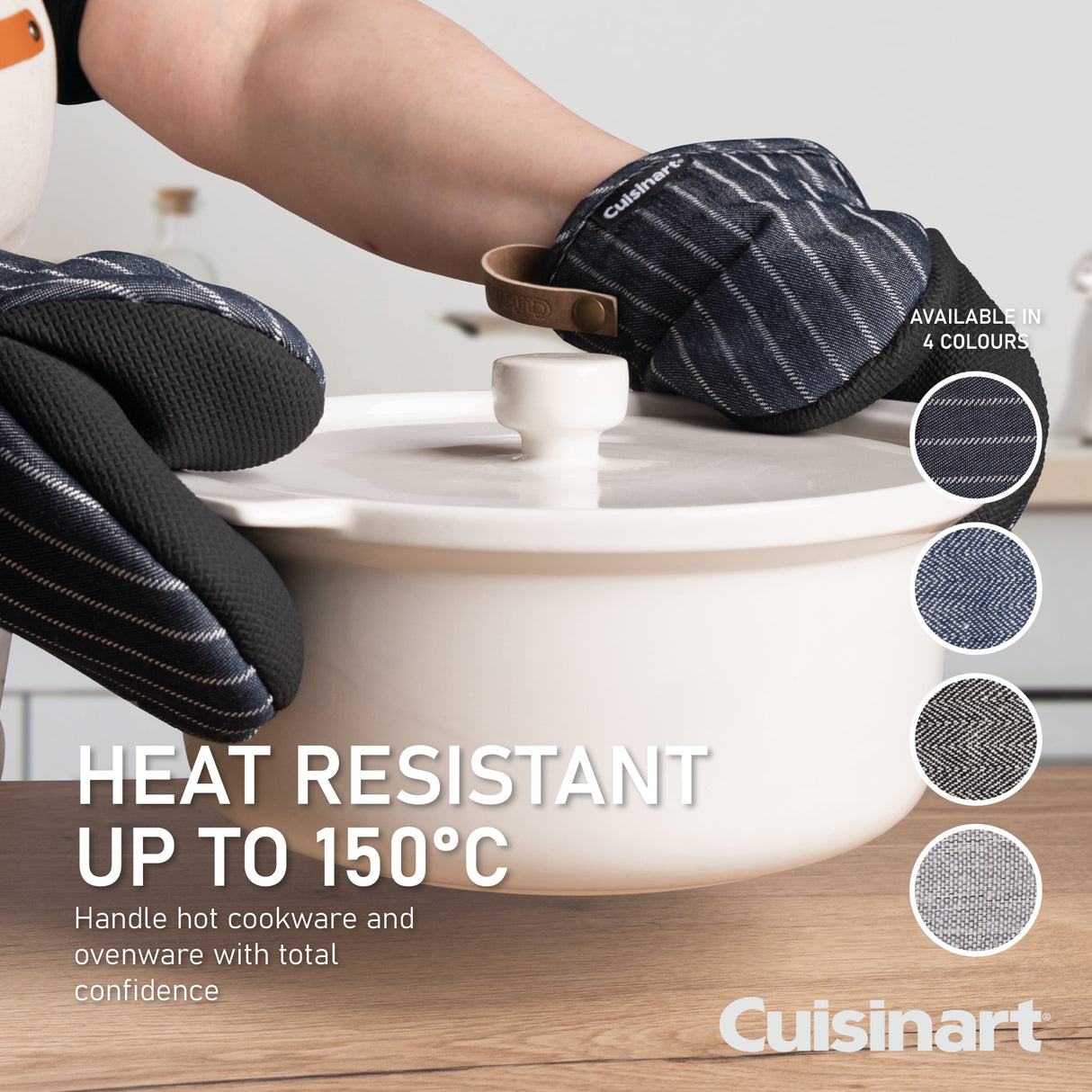 Cuisinart Neoprene Mini Mitt, 2 Piece - Denim Pin Stripe