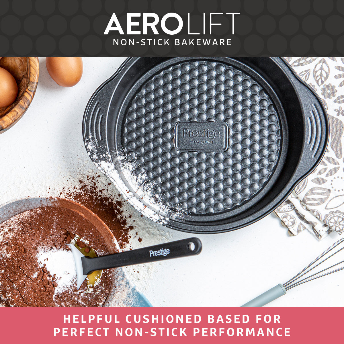 Prestige Aerolift Baking Pan Set Non Stick Bakeware Sturdy Cake Tins - Pack of 4