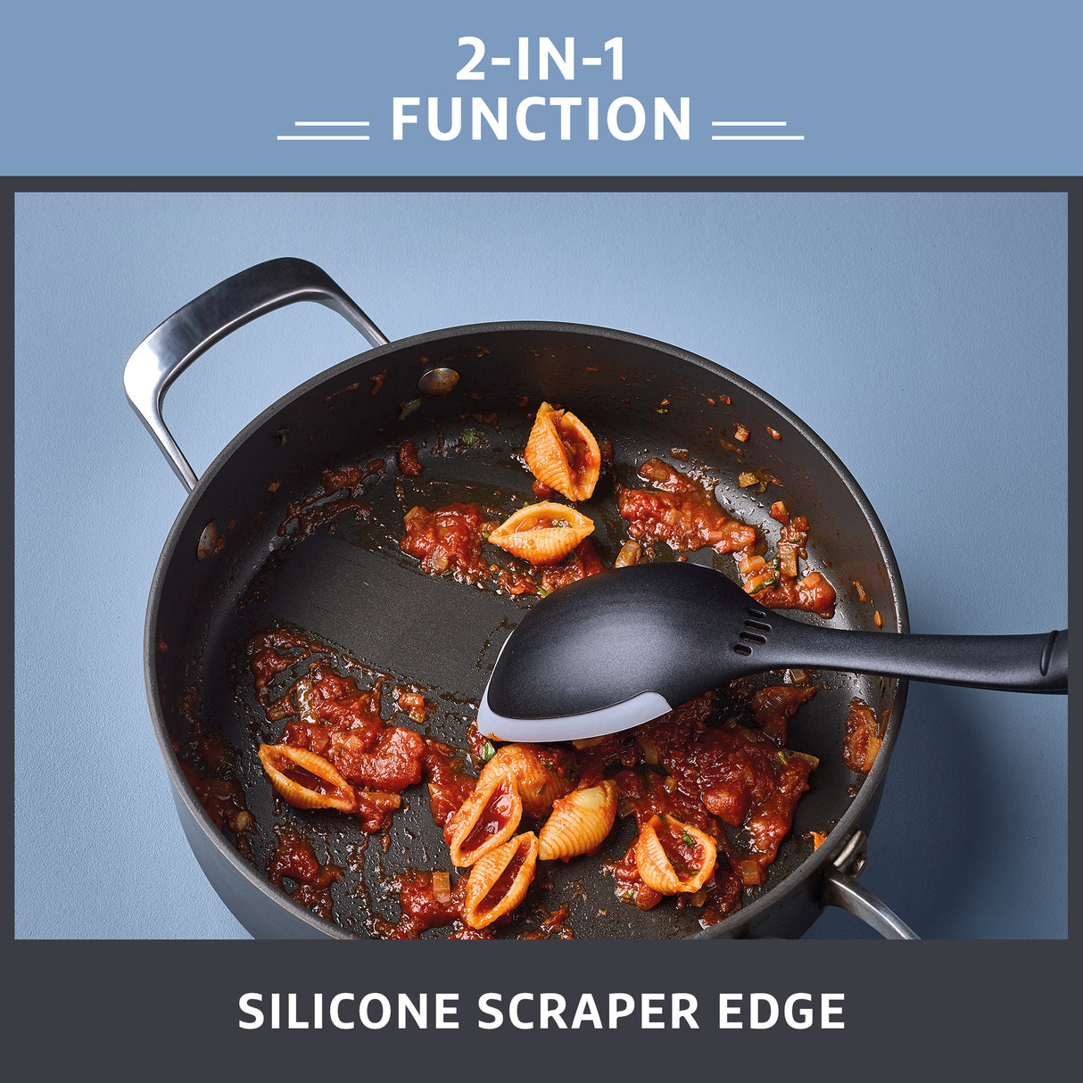 Prestige 2-in-1 Kitchen Utensil - Solid Spoon with Silicone Edge