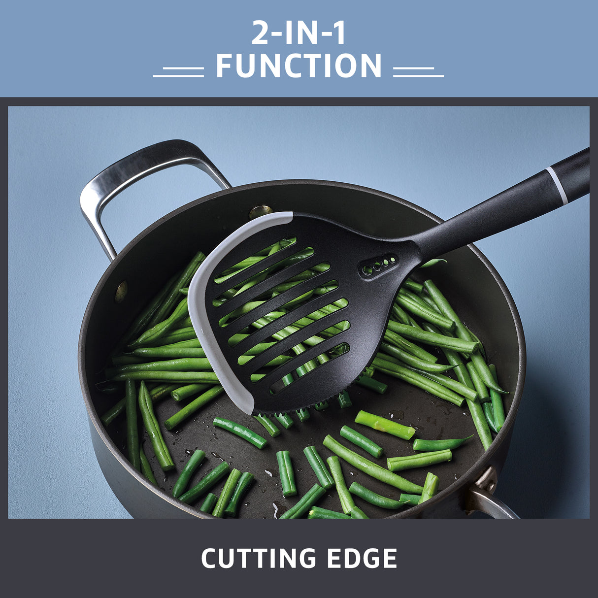 Prestige 2-in-1 Kitchen Utensil - Skimmer with Silicone Edge