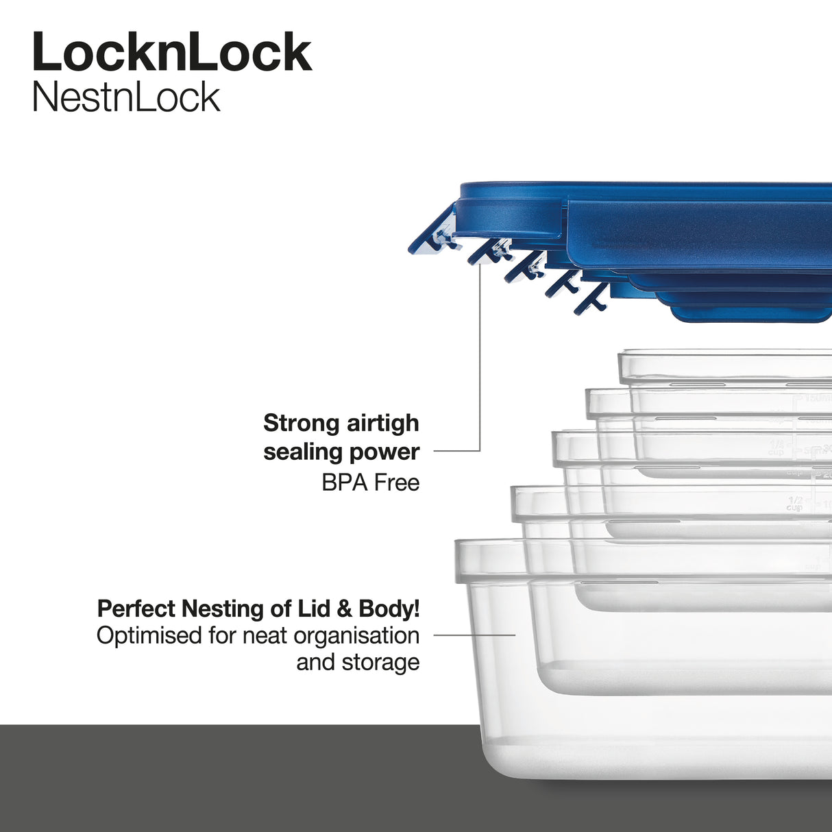 LocknLock NestnLock Container Set, 5pce - Sage