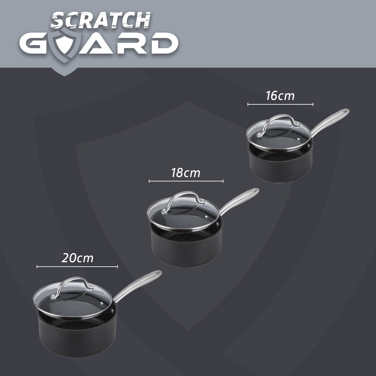 Prestige Scratch Guard: Non-Stick Saucepan Set - 3 Piece
