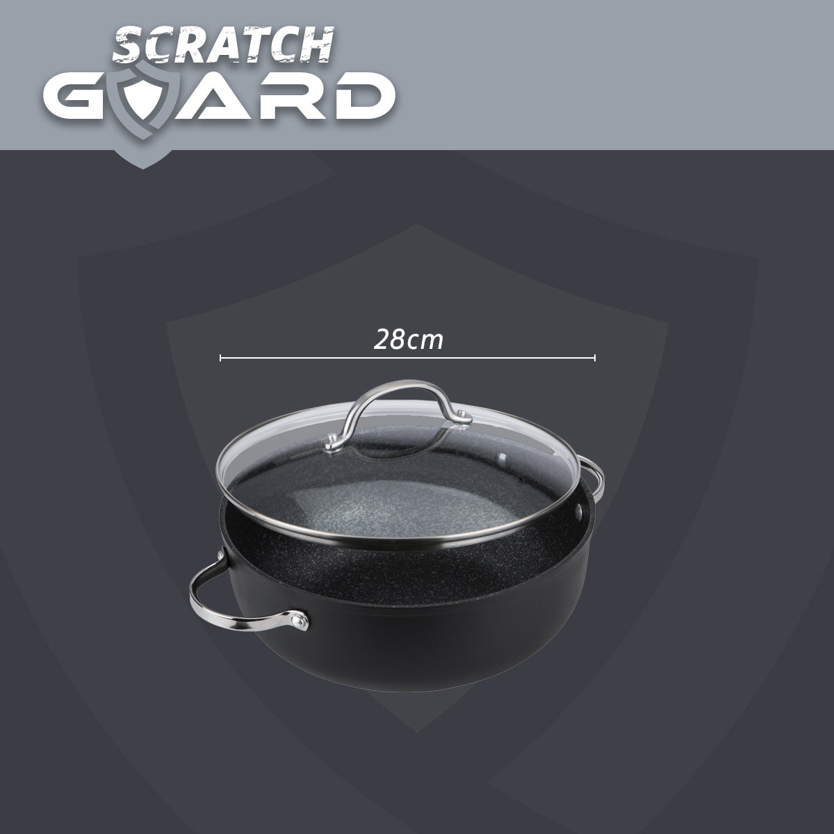 Prestige Scratch Guard Non-Stick Induction Casserole Dish & Lid - 5.7L/28cm