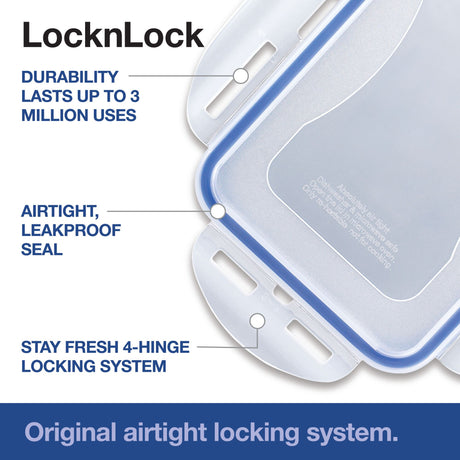 LocknLock Rectangular Food Containers with Lids, 3 x 1L