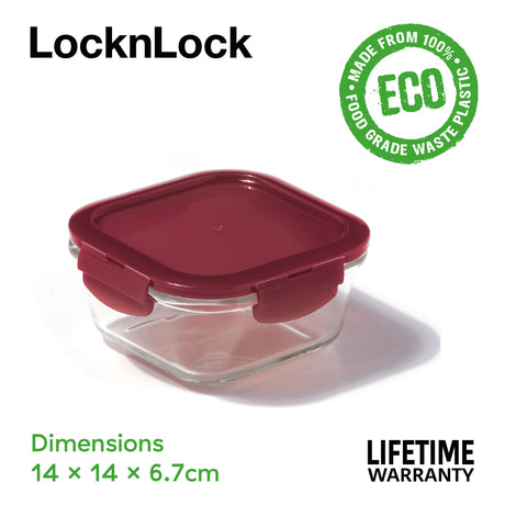 LocknLock Ovenglass Square Food Containers with Lids, 3 x 500ml