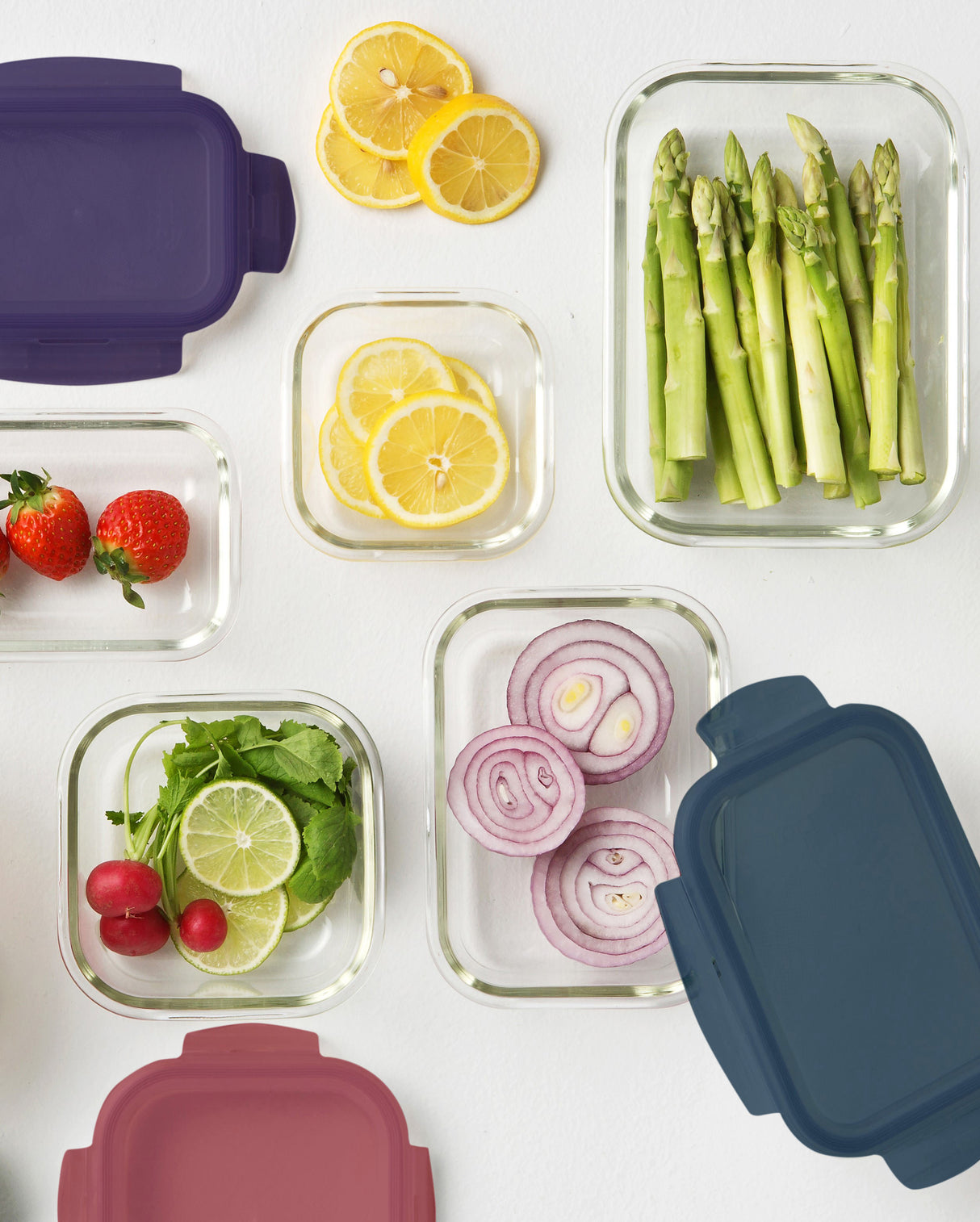 LocknLock Ovenglass Square Food Containers with Lids, 5 x 750ml