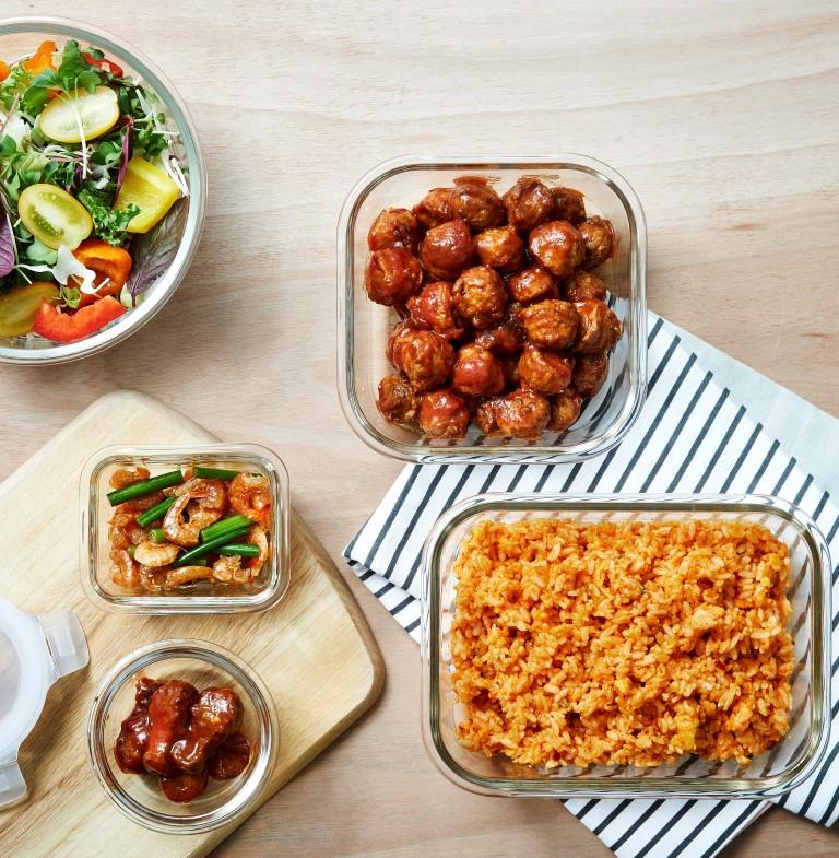 LocknLock Ovenglass Round Food Containers with Lids, 3 x 950ml