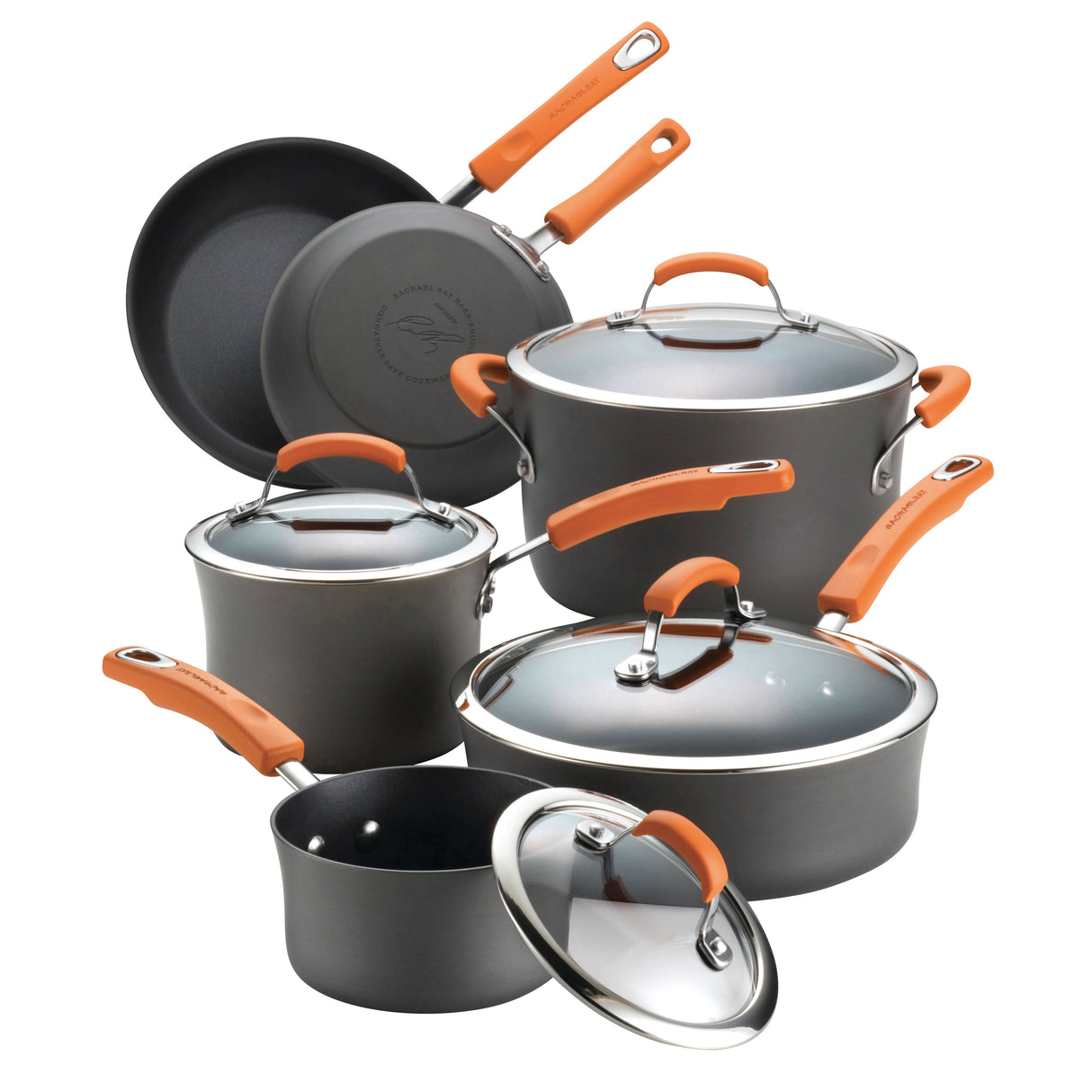 Rachael Ray: Classic Non-Stick Brights Frying Pan, Saucepan, Sauté Pan & Lid Set - 6 Pieces