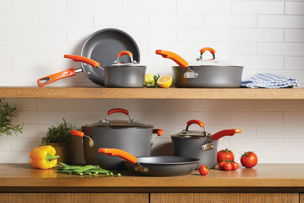 Rachael Ray: Classic Non-Stick Brights Frying Pan, Saucepan, Sauté Pan & Lid Set - 6 Pieces