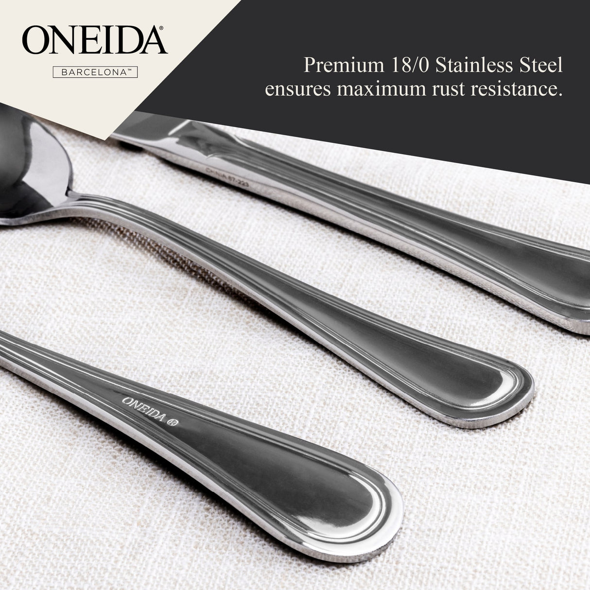 ONEIDA Barcelona 24 Pieces Cutlery Set - Stainless Steel - 6 Person Place Setting
