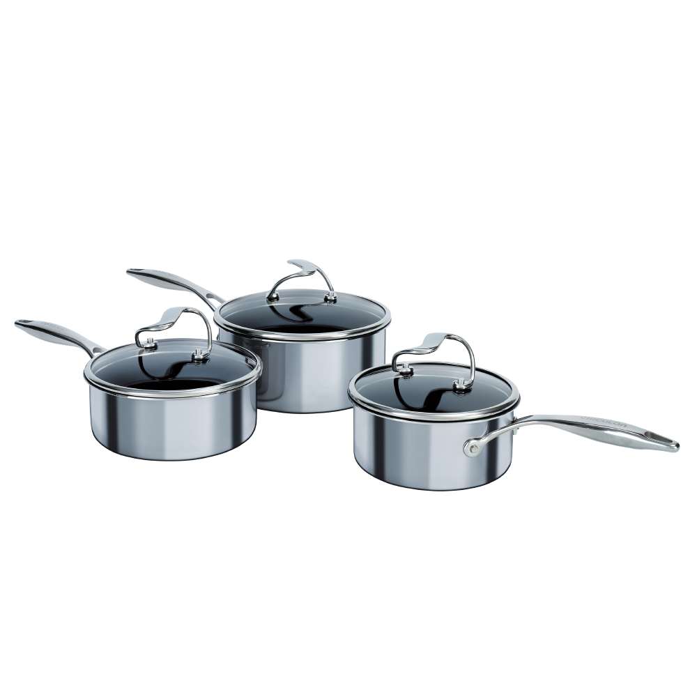 Circulon SteelShield™ Polished Stainless Steel Hybrid Non-Stick Saucepan & Lid Set - 3 Pieces