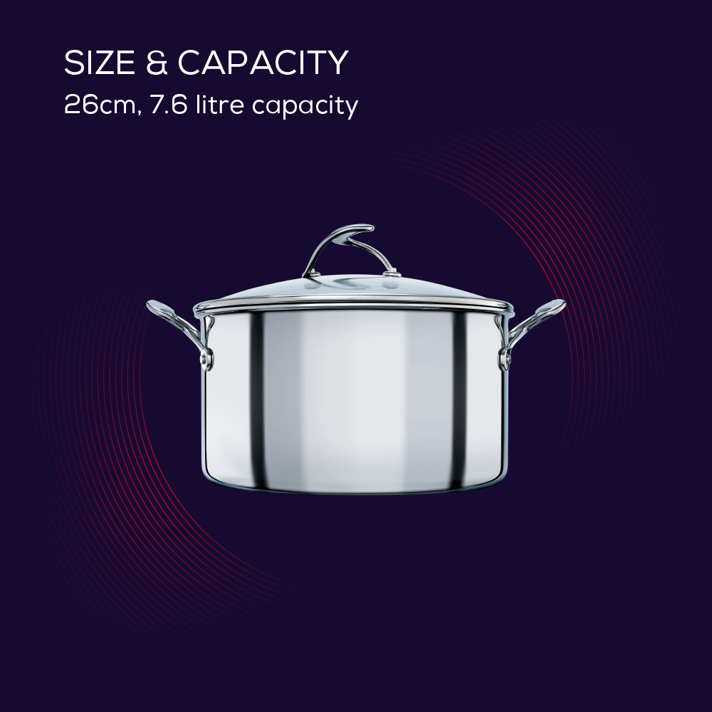 Circulon SteelShield™ Polished Stainless Steel Hybrid Non-Stick Stockpot & Lid - 7.6L