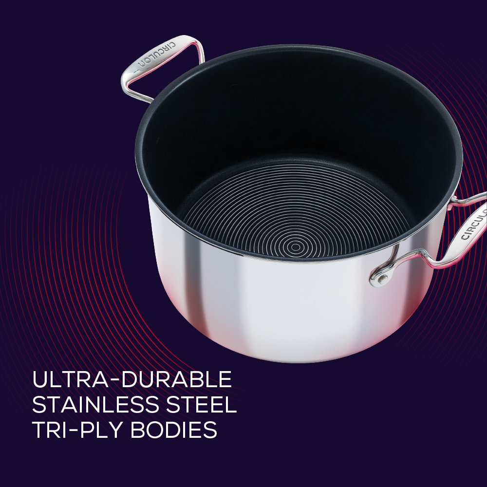Circulon SteelShield™ Polished Stainless Steel Hybrid Non-Stick Stockpot & Lid - 7.6L