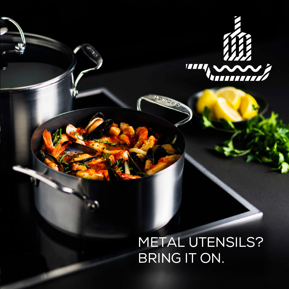 Circulon SteelShield™ Polished Stainless Steel Hybrid Non-Stick Stockpot & Lid - 7.6L