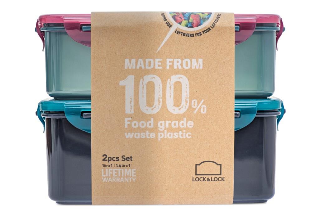 LocknLock Eco Food Container Set Rectangular Lunch Storage Boxes - Pack of 2