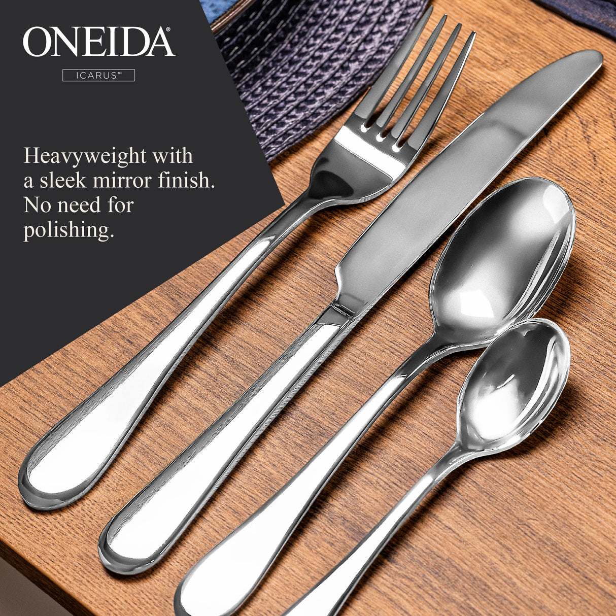 ONEIDA Icarus 24 Pieces Cutlery Set - Stainless Steel - 6 Person Place Setting