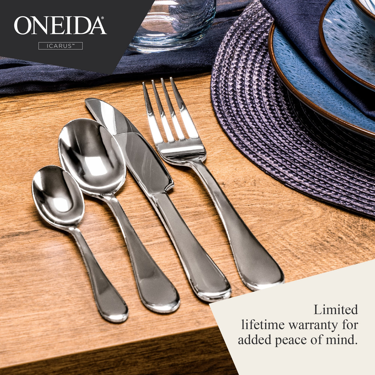 ONEIDA Icarus 24 Pieces Cutlery Set - Stainless Steel - 6 Person Place Setting