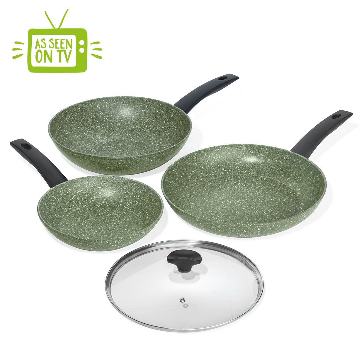 Prestige Eco Wok and Frying Pans Non Stick Induction 3 Piece Cookware Set - 20/28/28 cm