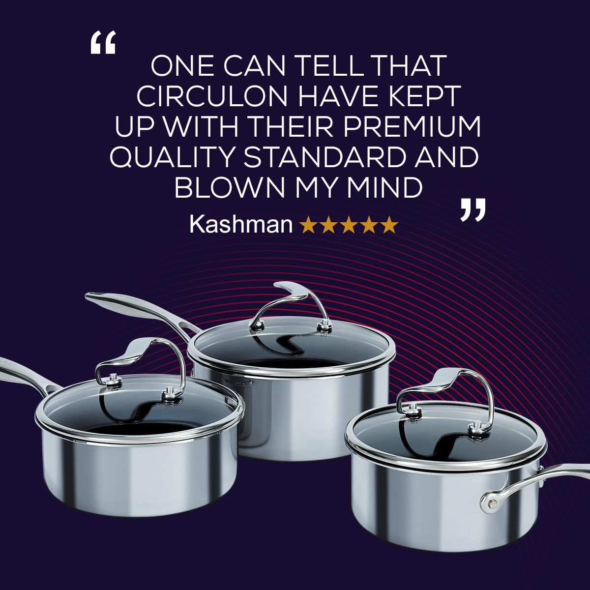 Circulon SteelShield™ Polished Stainless Steel Hybrid Non-Stick Saucepan & Lid Set - 3 Pieces