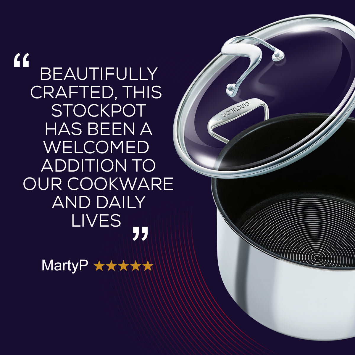 Circulon SteelShield™ Polished Stainless Steel Hybrid Non-Stick Stockpot & Lid - 7.6L