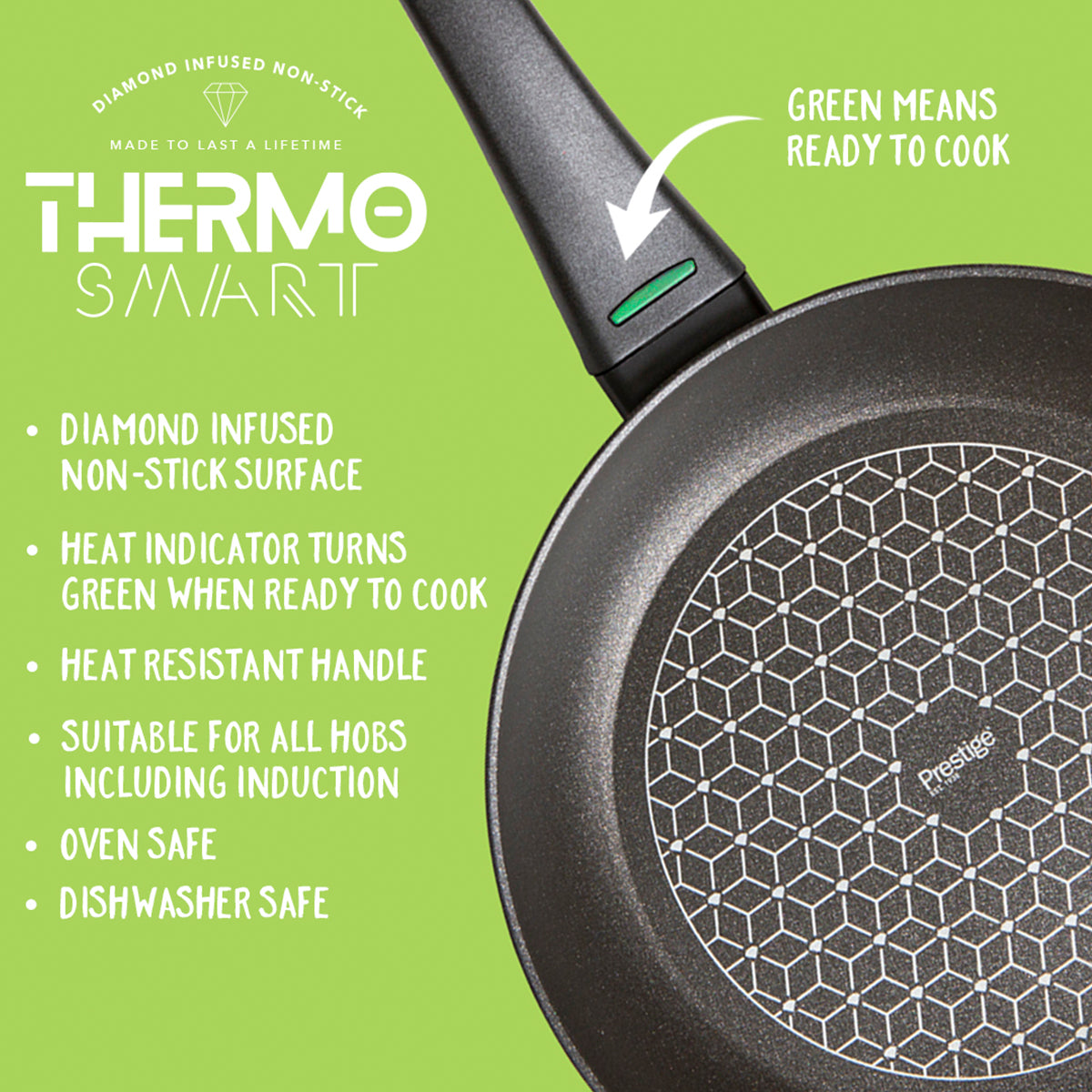 Prestige Thermo Smart Heat Indicator: Non-Stick Saucepan & Frying Pan Set - 5 Pieces