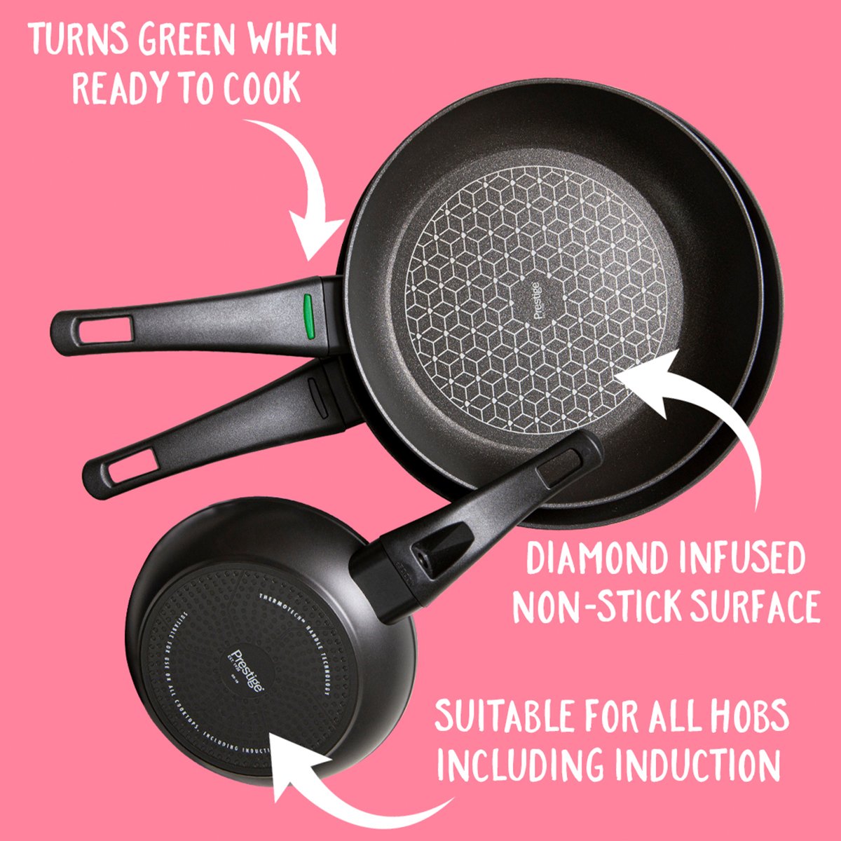 Prestige Thermo Smart Heat Indicator: Non-Stick Saucepan & Lid Set - 3 Piece
