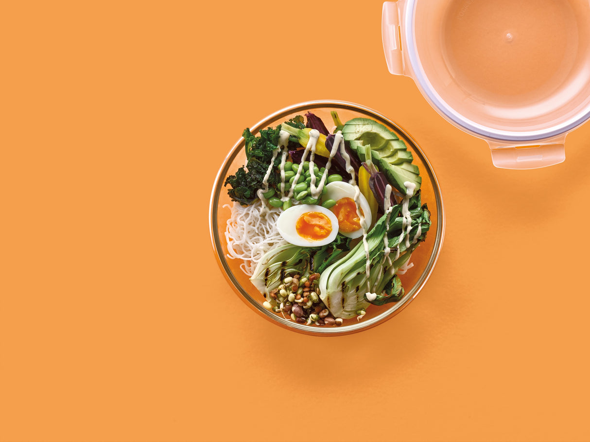 LocknLock Ovenglass Food Container Freezer Safe Round Sturdy Storage Box - 950ml