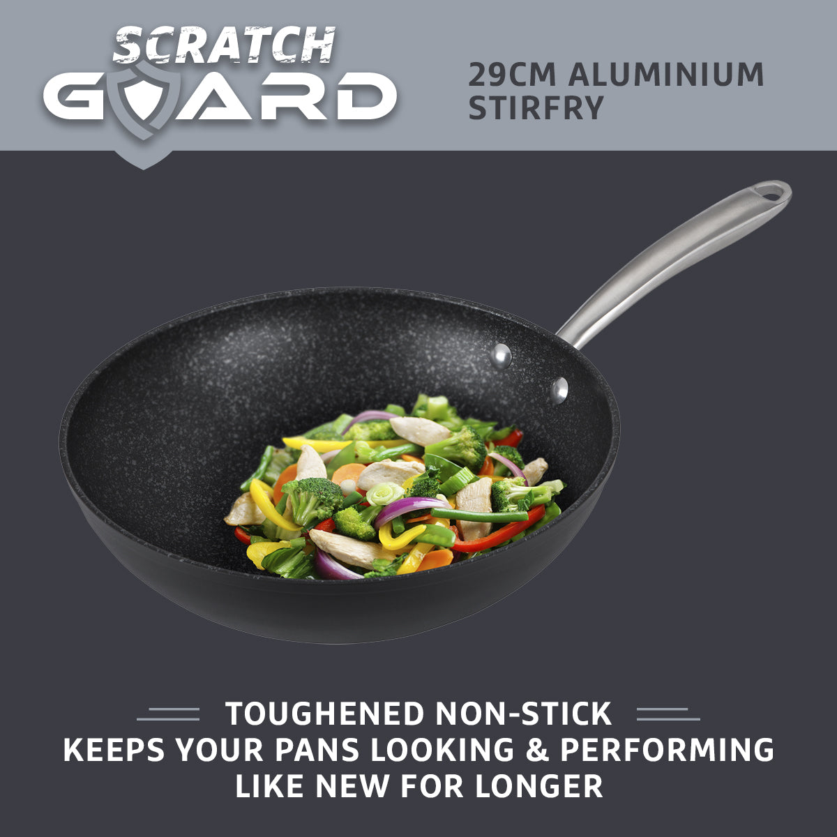 Prestige Scratch Guard Stir Fry Pan Induction Cookware Non Stick Wok Pan - 29 cm