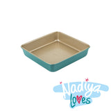 Prestige Nadiya Cake Tin in Teal Square Oven Safe Mould Non Stick Bakeware - 9"