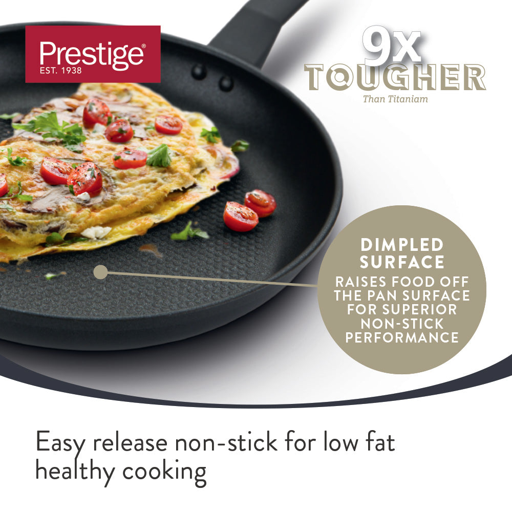 9 X Tougher: Non-Stick Egg Poacher Frying Pan & Lid - 20cm