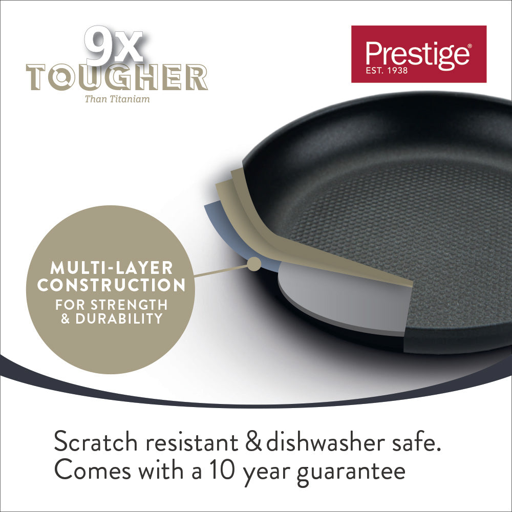 9 X Tougher: Non-Stick Egg Poacher Frying Pan & Lid - 20cm