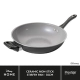 Disney Monochrome Mickey Mouse: Ceramic Non-Stick Wok & Helper Handle - 30cm