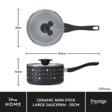 Disney Monochrome Mickey Mouse: Ceramic Non-Stick Saucepan & Lid, 20cm