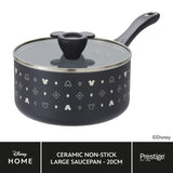 Disney Monochrome Mickey Mouse: Ceramic Non-Stick Saucepan & Lid, 20cm