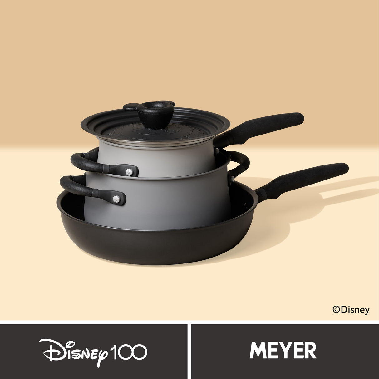 Meyer Disney Stackable 4 Piece Non Stick Pan Set - Disney 100 Steamboat Willie Limited Edition