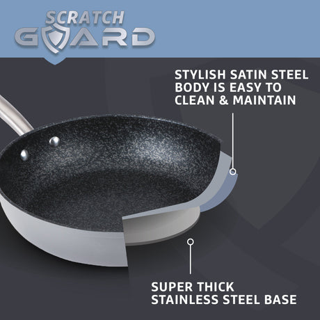 Prestige Scratch Guard Fry Pan Set Stainless Steel Non Stick Induction Cookware